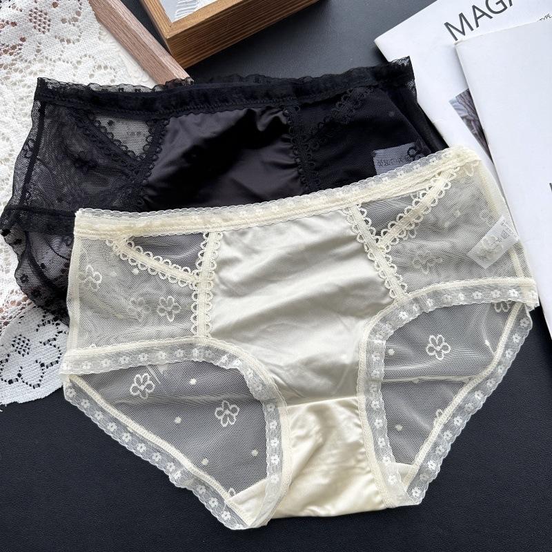 Ladies Spring and Summer Senior Feeling In The Waist Mesh Ice Silk Hollow Sexy Underwear