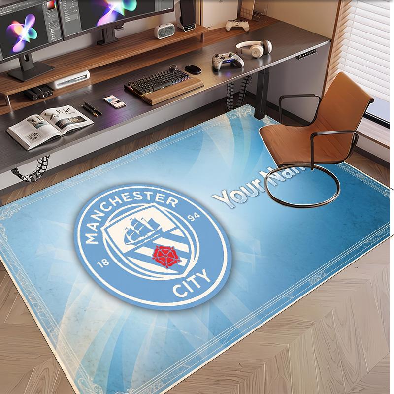 Personalized Crystal Velvet Carpet Manchester City Pattern Non Slip Floor Rug