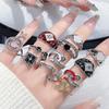New Luxury Moonstone Dripping Oil Stacking Open Ring Personality High Sense Niche Design Index Finger Ring