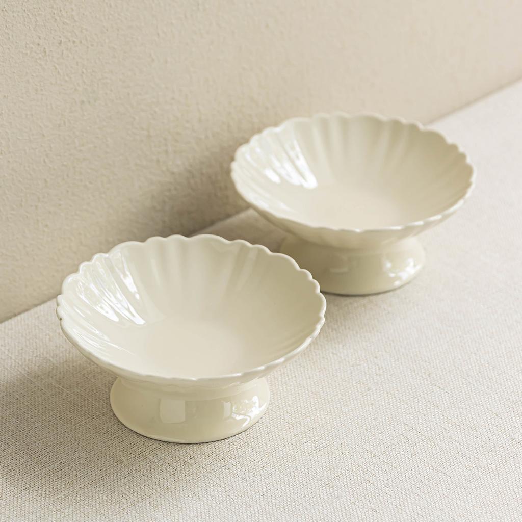 Dessert Bowl Light Luxury Tall Bowl Household Ceramic Bowl Restaurant Delicate Tableware Dim Sum Bowl Ice Cream Fruit Bowl