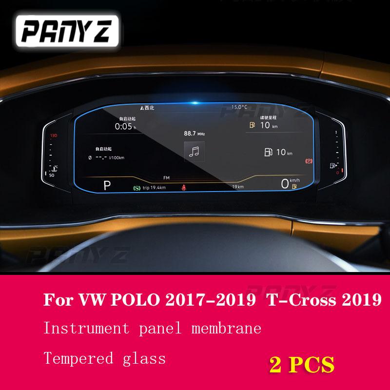For Volkswagen Polo T-Cross 2017-2023 Car Interior Instrument Panel Membrane LCD Screen Tempered Glass Protective Film