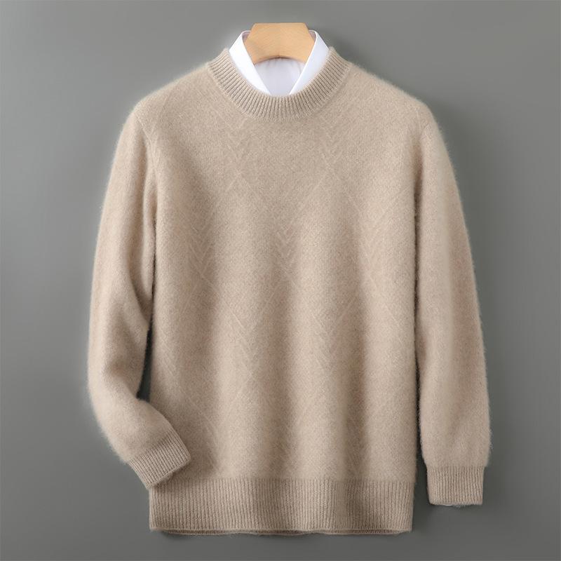 Men's 100% Pure Wool High Neck Seamless Knitwear Base Layer – Loose, Thickened, and Perfect for Autumn/Winter.