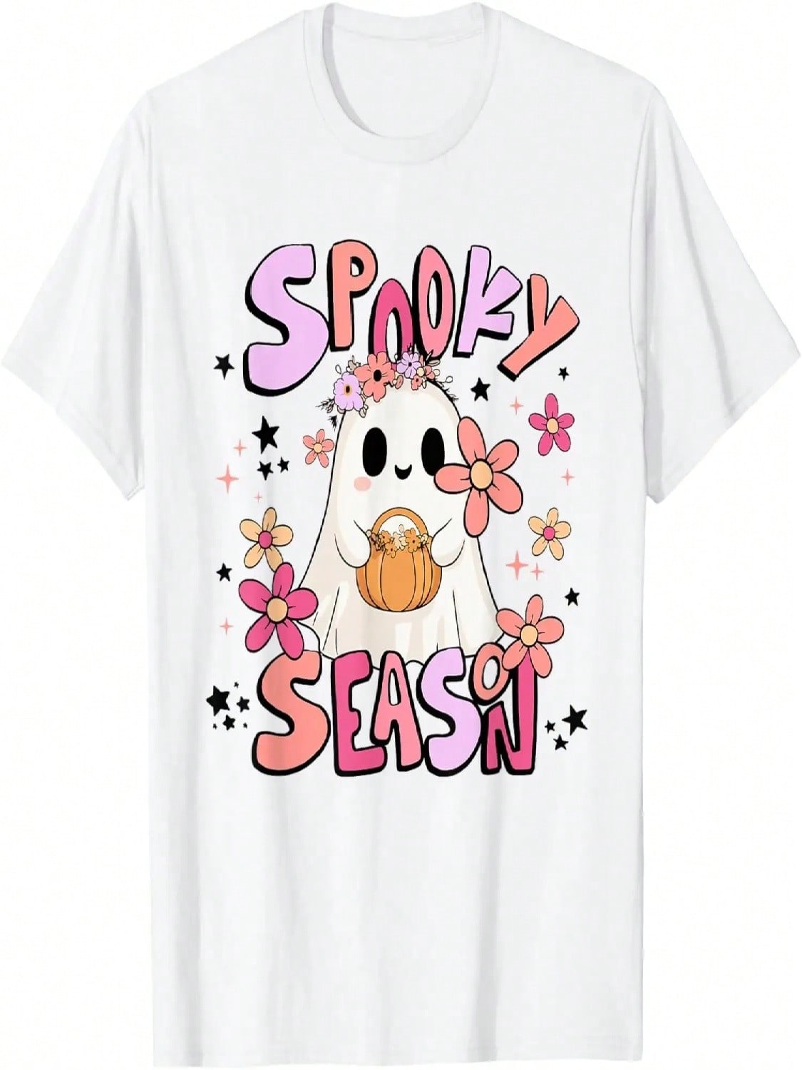 Spooky Season Ghost Retro Groovy Halloween Wounisex Girls Kids T-Shirt S разноцветный