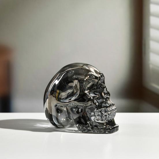 Klar fargerik hodeskallefigur i naturlig størrelse hodeskalle statue Skulptur Hjemmekontor Skrivebord Bokhylle Dekorasjon Ornament Halloween Festival Gave