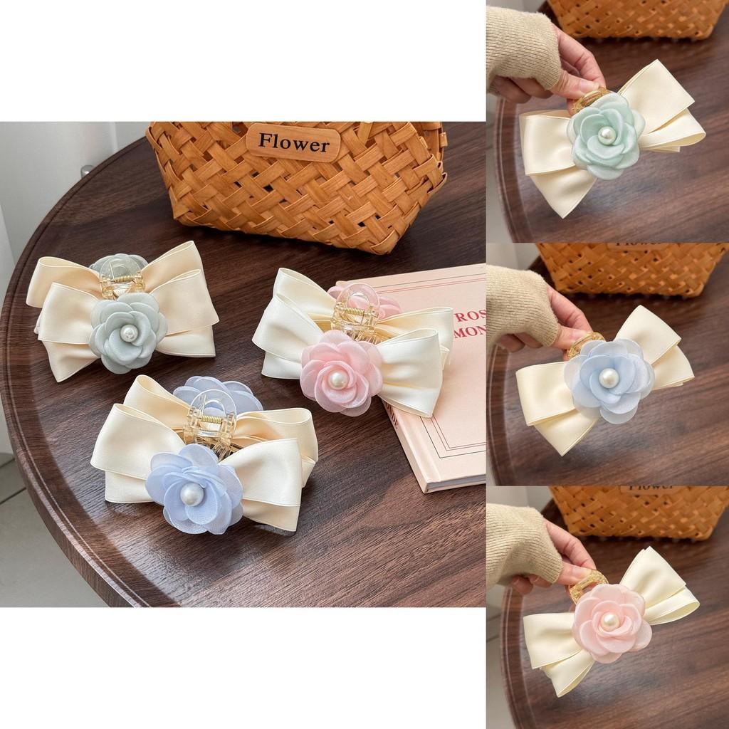 Elegant Korean Style Bow Hair Clip In Stylish Colors With Pearl Detail For Women