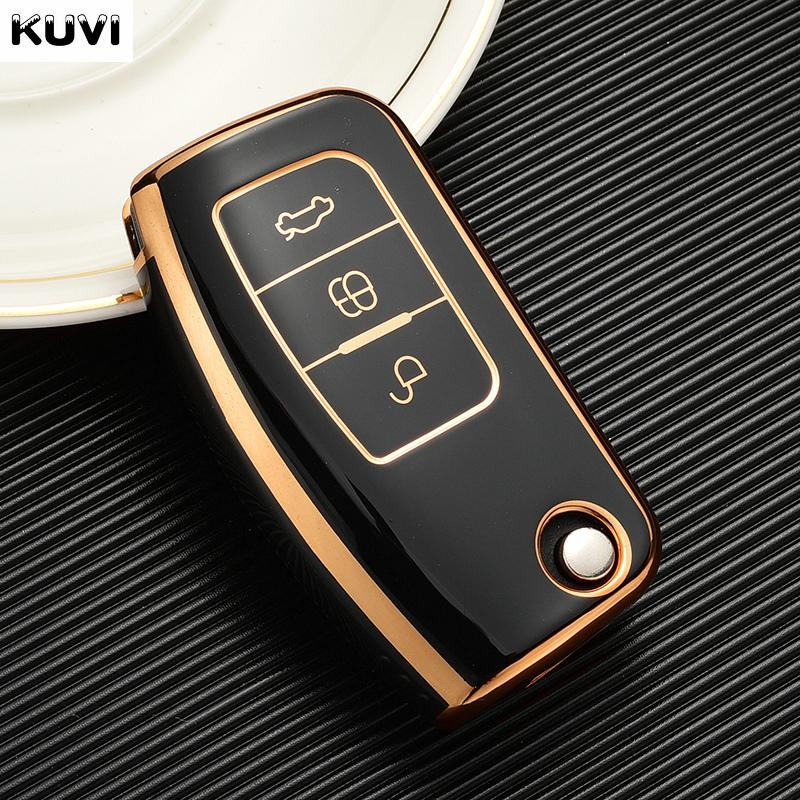 

For Ford Focus 2 Mk2 Fiesta Mondeo Galaxy Falcon Territory Ecosport Car Tpu Folding Key Cover Bag Shell Case Keychain Protector