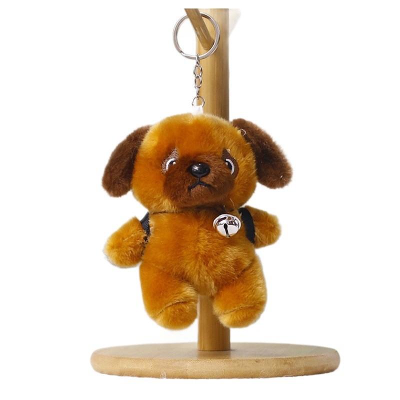 Plush Dog Keychain With Bell Cute Cartoon Backpack Gift For Kids And Teens