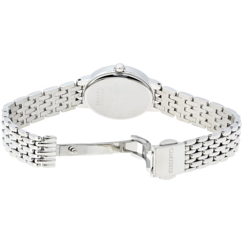 Seiko Watch Exceline Solar Watch SWCQ047 Women's Silver with Super Clear Coating, Curved Sapphire Crystal, and Diamonds