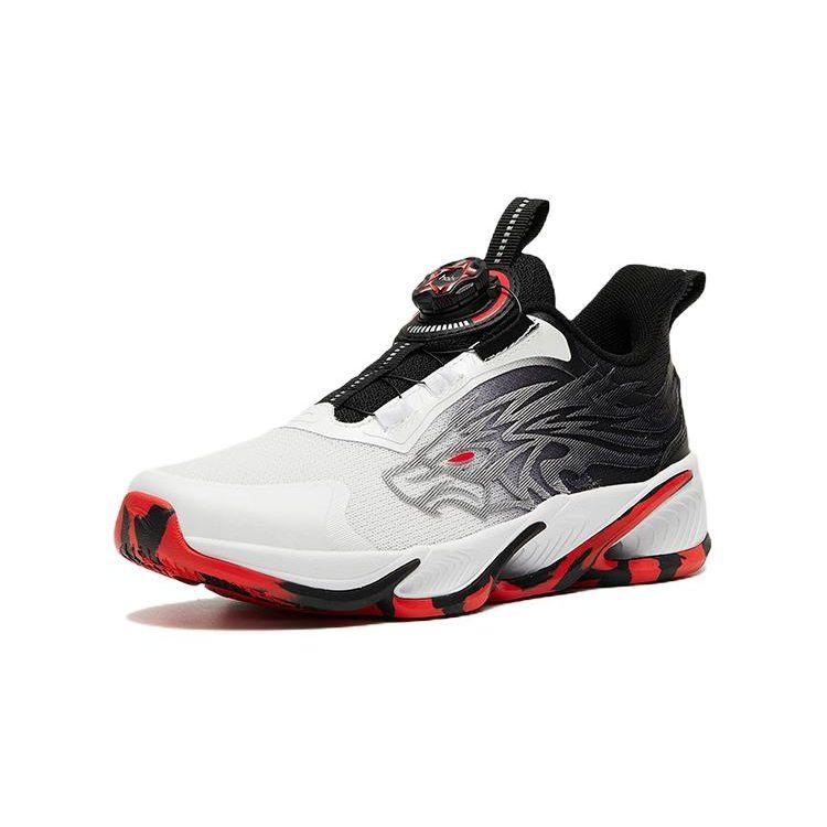 Anta Childrens Red Flame Sports Non-Slip Shock Absorbing Wear-Resistant Low-Top Running Shoes Kids sneaker White Black 312315511-1