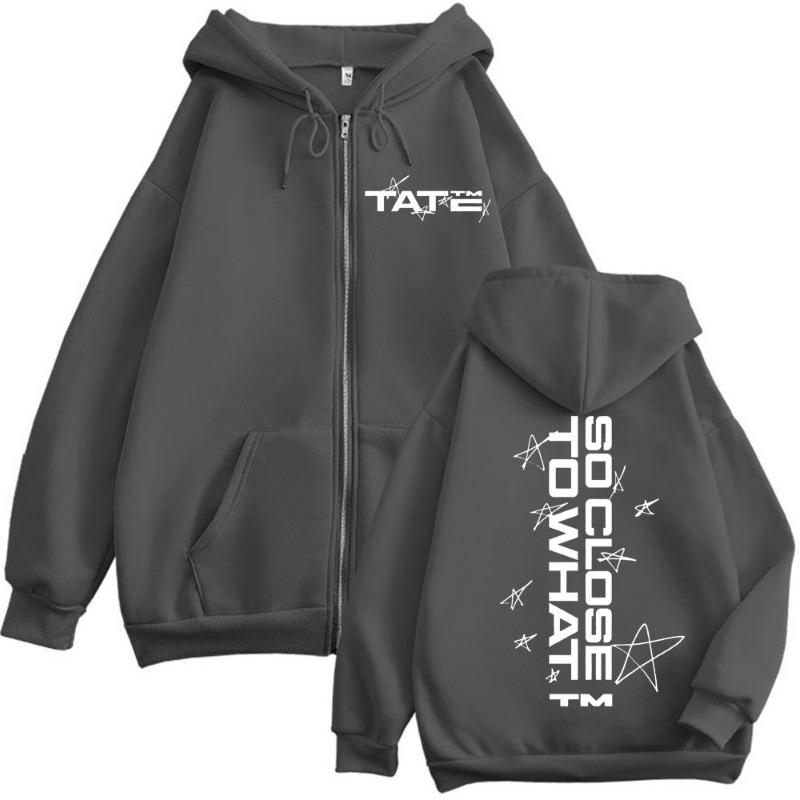 Tate McRae So Close To What Print Zipper Hoodie High Quality Fashion Zip Up Sweatshirt Men's Women's Oversized Fleece Pullovers