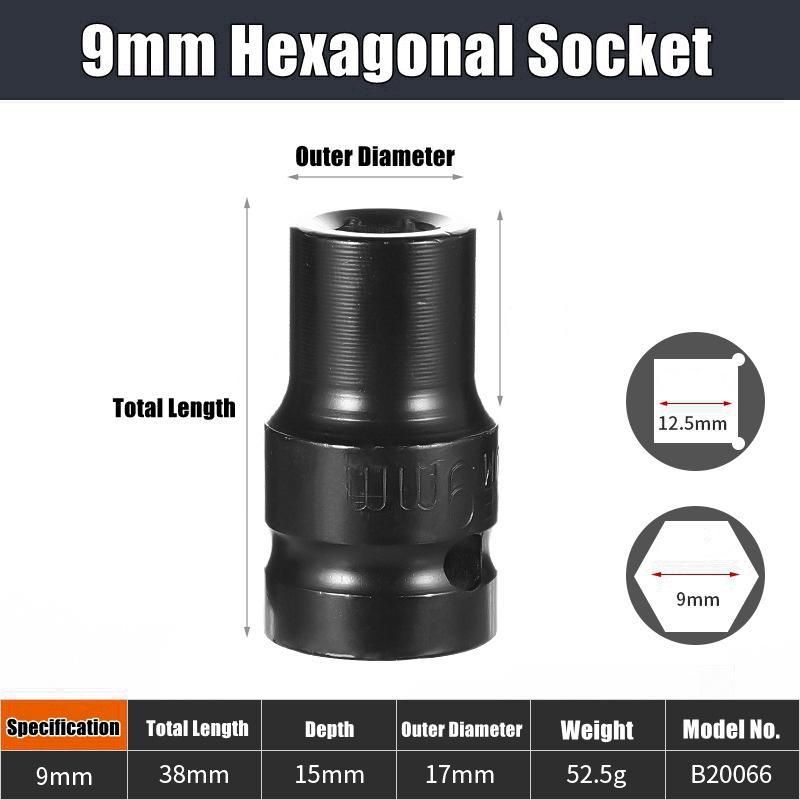 1/2" Drive Deep Impact Socket Set Drive Metric Wrench Black Socket Deep Impact Socket Pneumatic Wrench Head Tire Removal Tools