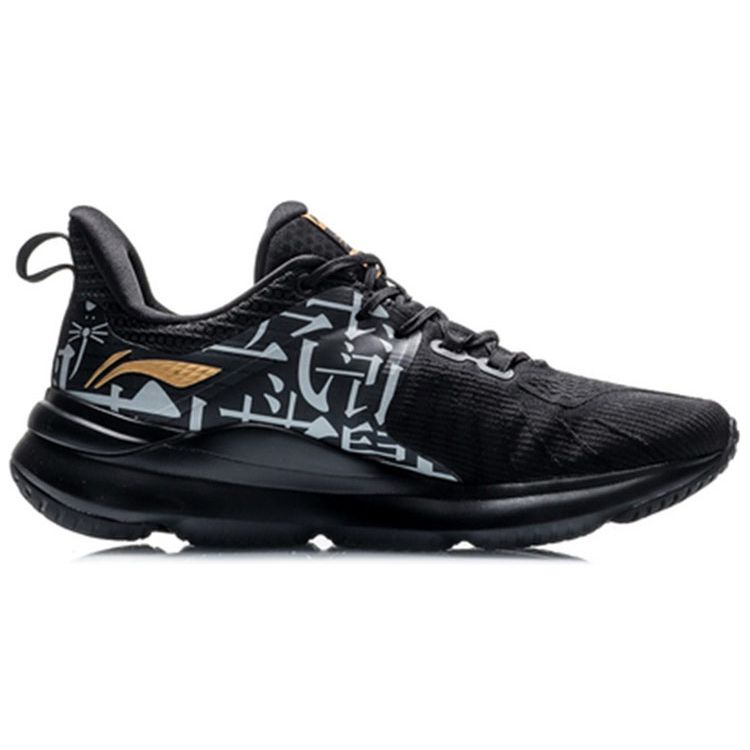 Li Ning Soft Plus Shock Absorbing Non-Slip Low-Top Running Shoes Men sneakers Black White ARHQ011-6