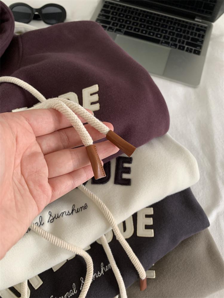 Women's Oversized Retro Letter Applique Hooded Sweatshirt for Spring and Autumn 2025
