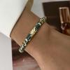Vintage Chinese Cloisonne Enamel Bangle For Women Gold Plated Inlaid Rhinestone Colorful Floral Drip Oil Bracelet Wrist Jewelry