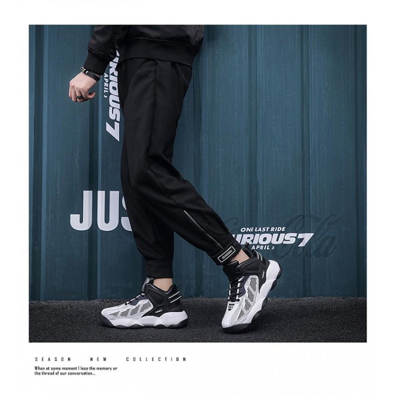 Mens High-Top Basketball Shoes Winter Breathable Flyknit Mesh Upper Slip-Resistant Lightweight Sport Sneakers