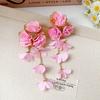 Sommer Chiffon Blumen Quasten Ohrringe für Frauen Urlaubsstil Übertrieben Süße Hängeohrringe Schmuck Accessoires Geschenke