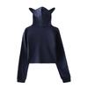 Icrimax Cat Ear Hoodie Women Long Sleeve Cropped Sweatshirts Female Casual Streetwear Crop Tops
