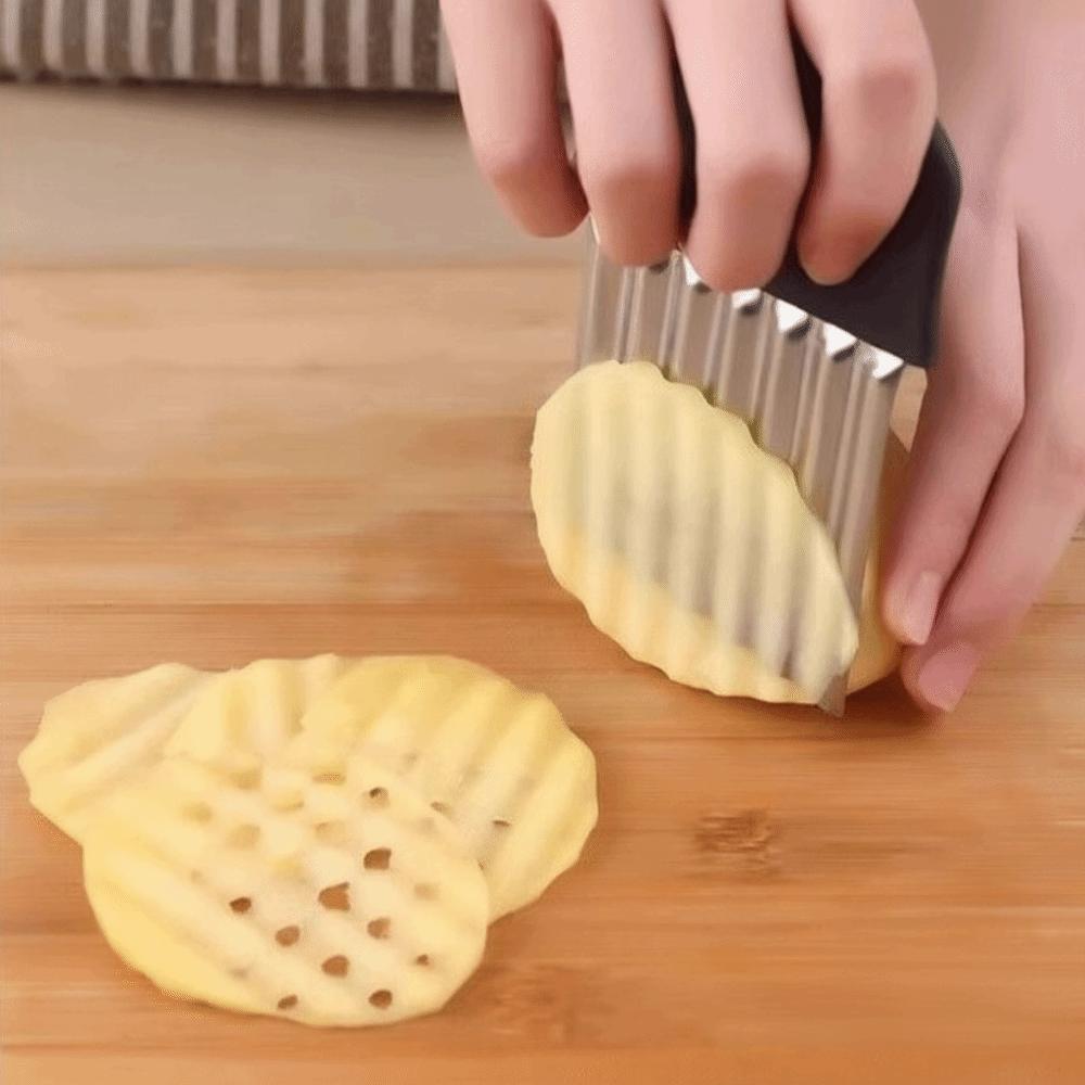 Stainless Steel Potato Chip Slicer Thickened Crinkle Cutter Kitchen Gadget Wavy Chopper Kitchen