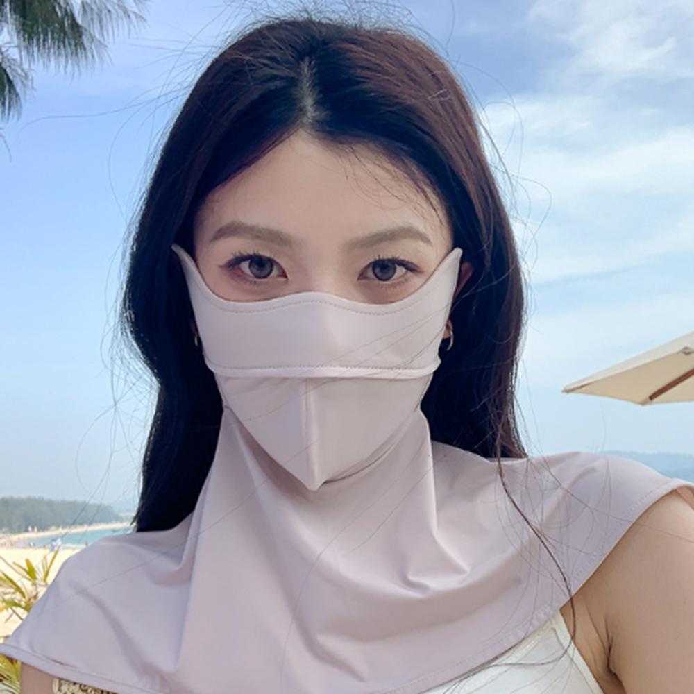 Women Face Neck Integrated Sun Protection Mask UPF50+, Cool Ice Silk Anti Ultraviolet Face Gaiter