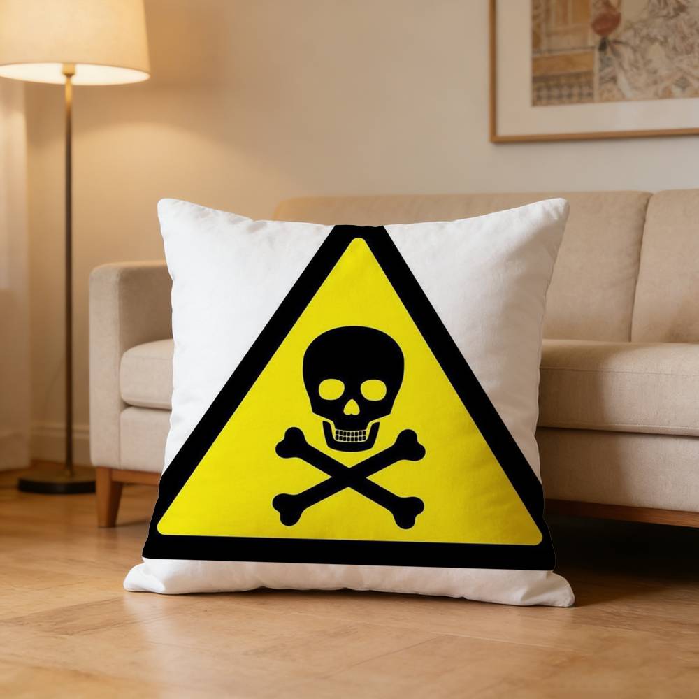 Warning Icon Danger Banning Pillow Case For Sofa Living Room Home Office Decor Protective Cover