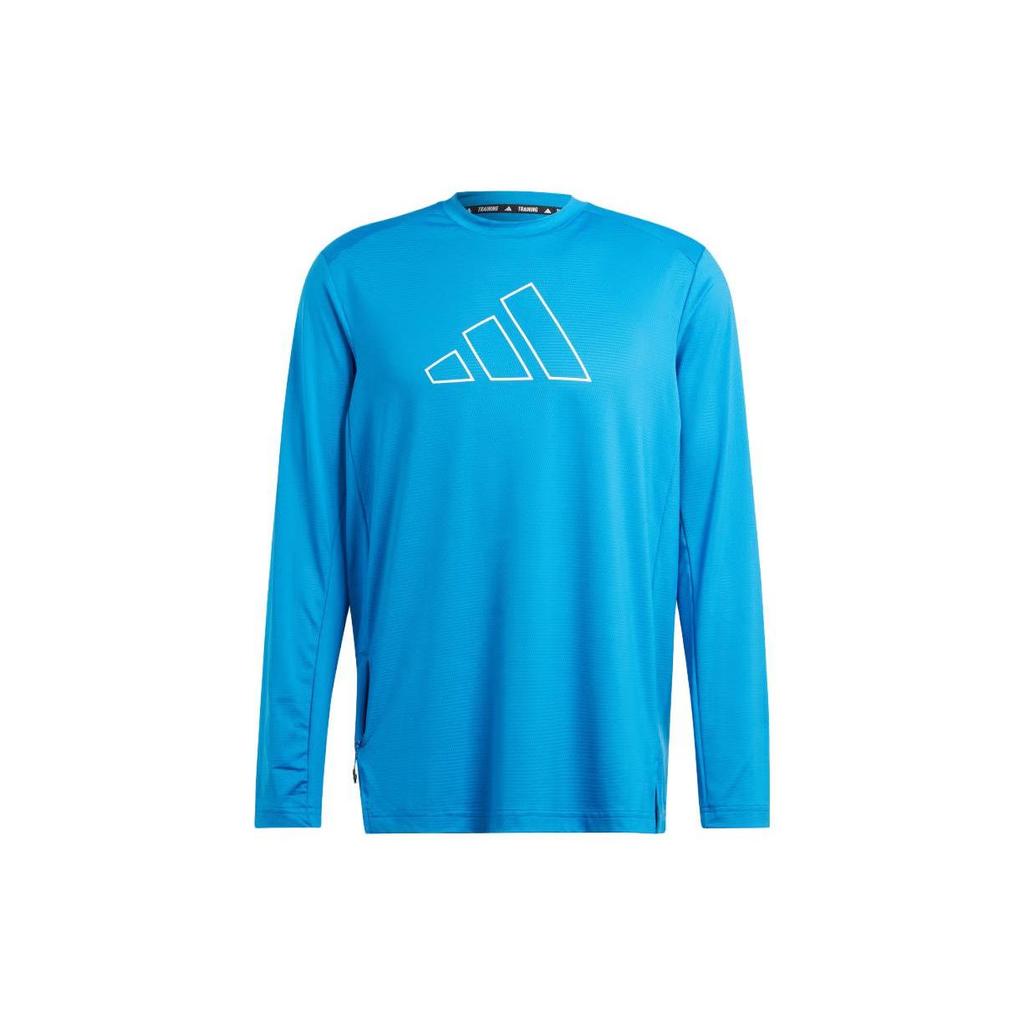 adidas Originals TI 3B LS TEE T Shirts Men's Blue Crew Neck Moderate Straight Fit IN9807
