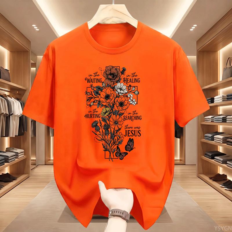 There Was Jesus T Shirt Floral Cross Tshirt Christian Faith Based Gift For Unisex Unisex Religious Printed Short Sleeve Tshirts Top