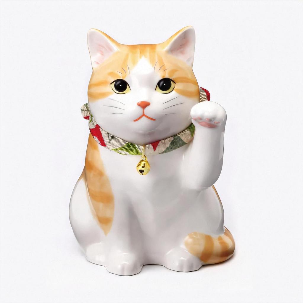 Yakushi Kiln Lucky Cat Uchino Good Luck (Tora) (with Sticker)
