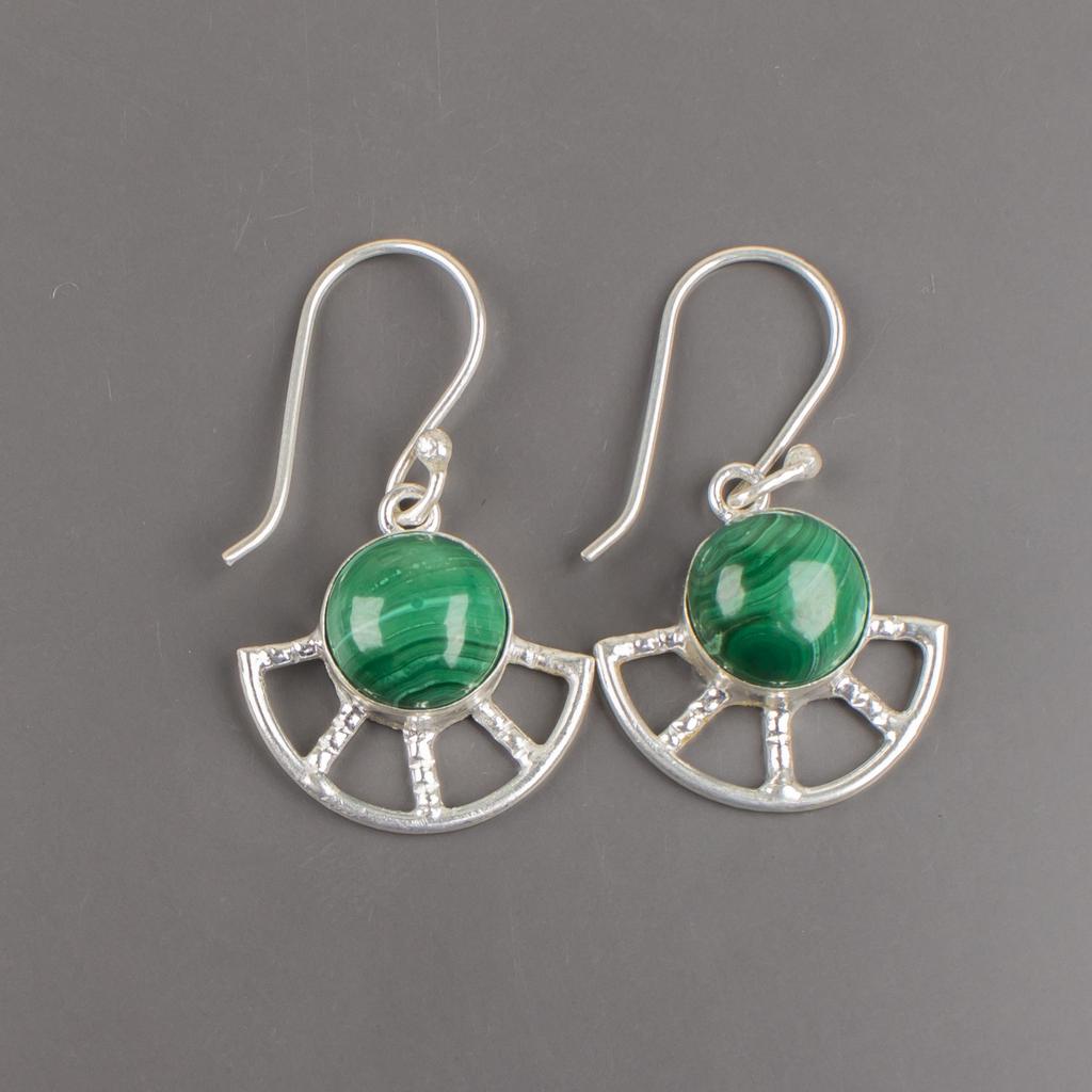 Malachit Ohrringe, 925 Sterling Silber Schmuck, Geschenk für Frauen handgefertigte Ohrringe Edelstein Schmuck