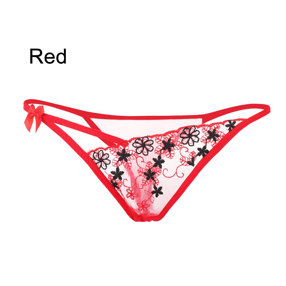 1PC Lady Erotic Lingerie Sexy Lace Flowers Panties Low Waist G-string Transparent T-back Briefs Women Charming Thongs Underwear