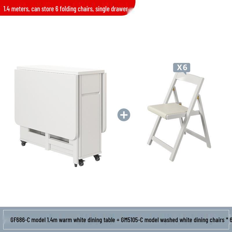 Zhigong Solid Wood Folding Dining Table and Chair Set for Apartments - Multifunctional, Movable Home Furniture
