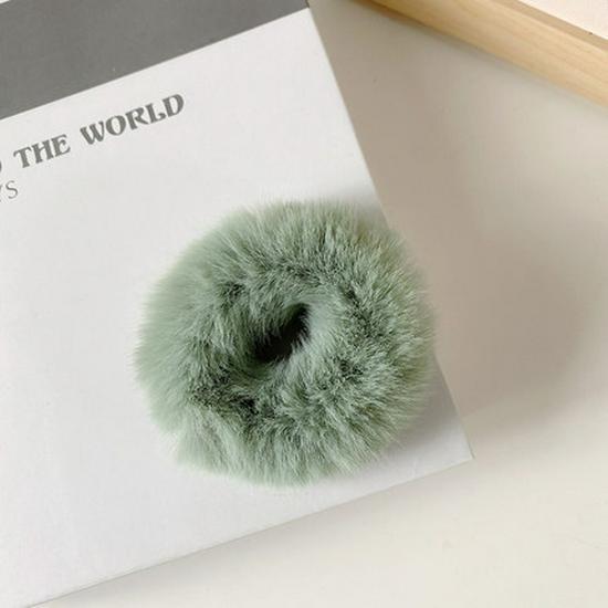Girls' Candy Color Plush Rabbit Fur Hair Band - Cute, Versatile Student Bun Accessory
