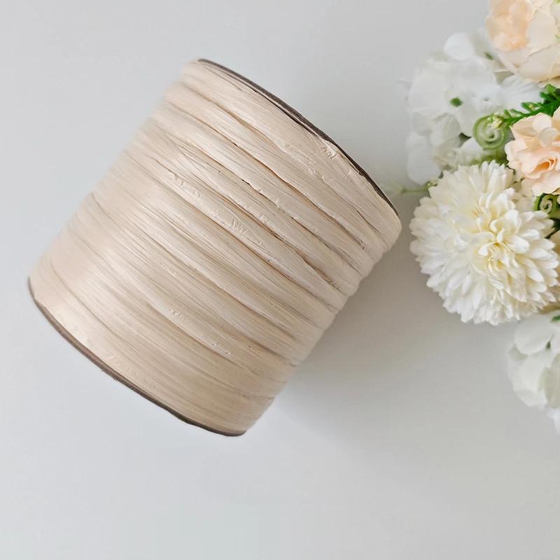 600M Raffia Strohgarn Häkelgarn für DIY Stricken Sommerstrohhut Handtaschen Kissen Handgeflochtenes Strohgarn