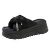 Summer Heels Slippers Women Casual Beach Slippers Fashion Embossed Pleated Slippers Outdoor Platform Slides Shoes Women Sandals