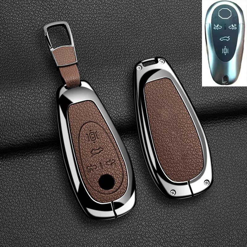 Car Remote Key Case Cover for Morris Garages MG Cyberster Zinc Alloy Leather Fob Protection Shell Auto Keychain Accessories