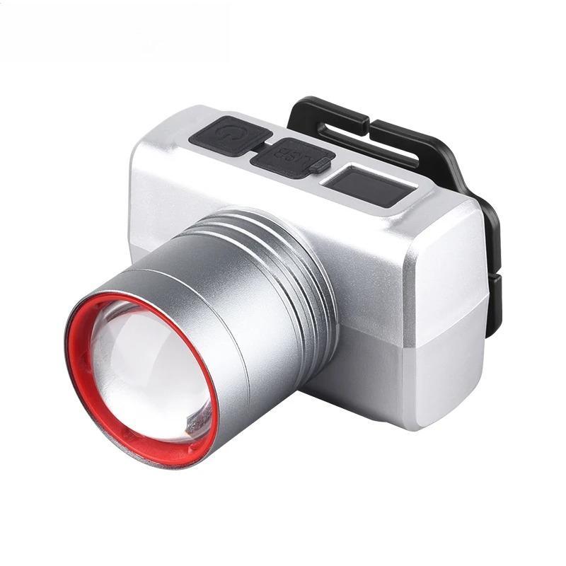 High Brightness LED Headlight with Digital Zoom Outdoor Strong Light Charging Headlight Long Endurance for Camping And Hiking