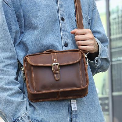 Men's Crossbody Bag Mad Horse Leather Vintage Tote Bag Men's Crossbody Bag Men's Shoulder Bag Genuine Leather Men's Bag