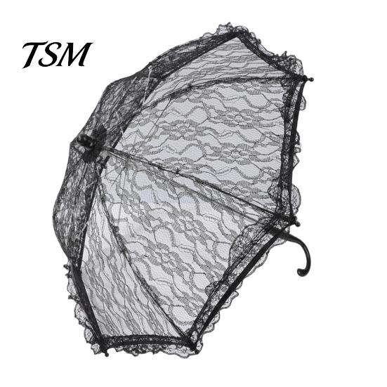 Black Lace Wedding Umbrella Vintage Gothic Umbrella, Bridal Parasol for Halloween Royal Style Witch Cosplay, Decoration, Stage Performance Props,