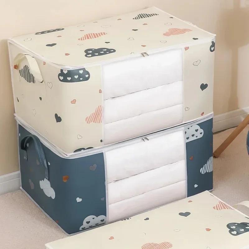 Wardrobe Organizer Large Capacity Quilt Storage Bag Clothing Box Bedding Container Polyester Fabric Dustproof Storage Bags