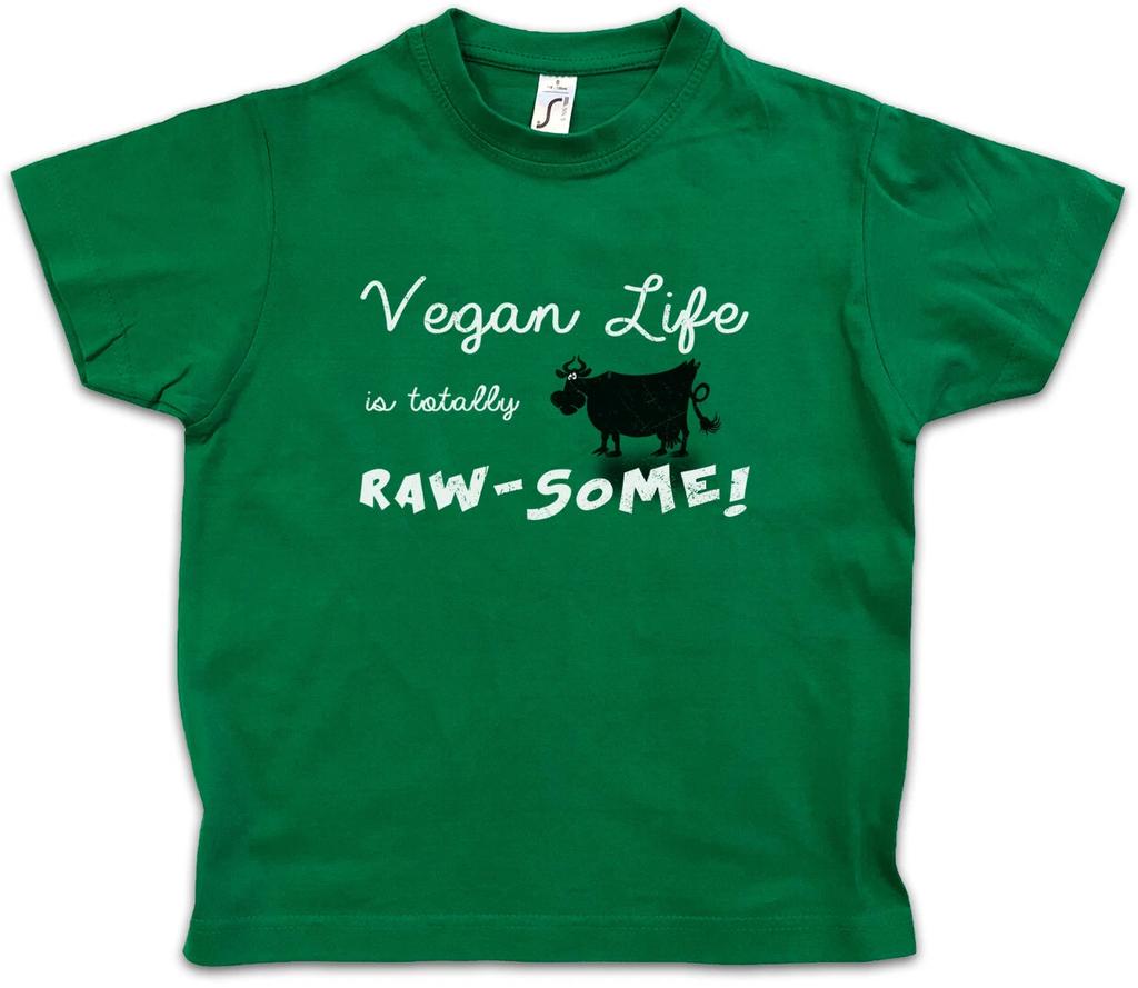 VEGAN LIFE IS TOTALLY RAW-SOME Kids Boys T-Shirt Veganism Animal Welfare-