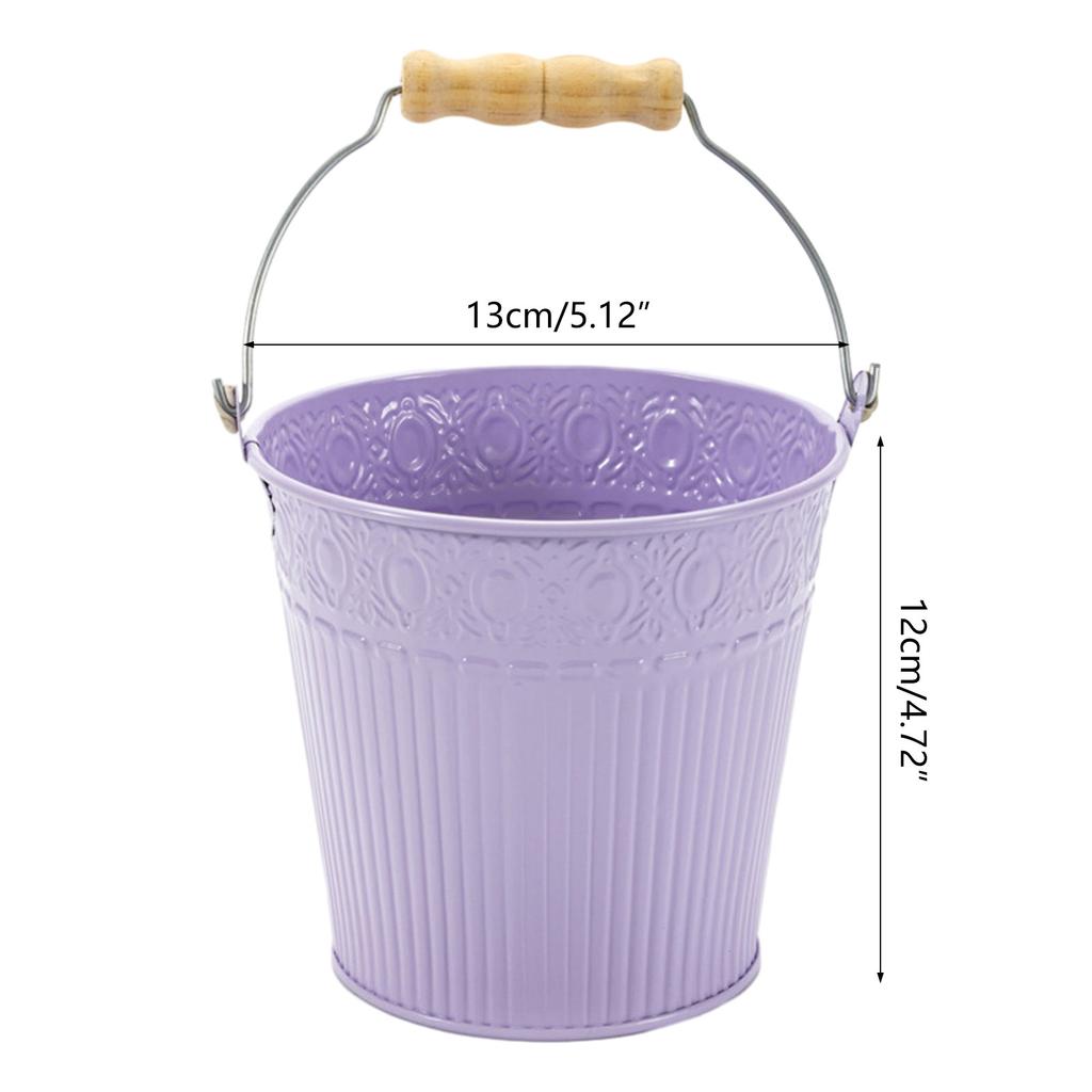 Flower Plant Pots with Handle Iron Potted Hanging Planter Outdoor Flowerpots Basket Bucket Vase Suitable for Food Snacks