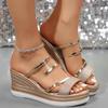 Dames Sleehak Sandalen Luxe Platform Slippers Sexy Open Teen Dames Schoenen Glanzende Hoge Hakken Dames Strand Schoenen