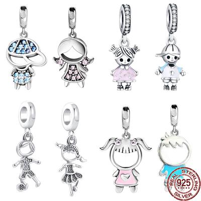 Plata de Ley 925 Niña y Niño Colgante Cuentas Apto Pulsera Brazalete Sweet Fasion Joyería DIY Regalo