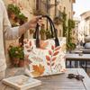 Autumn Maple Leaves Print Canvas Tote Bag Casual Daily Shoulder Handbag for Shopping Travel