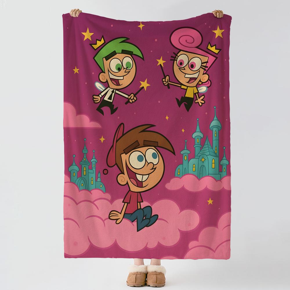 Cartoon T-The Fairly Odd Parent-T Throw Thick Comfort Flannel Quilt, Multi-scene Use Indoor Outdoor Daily Nap