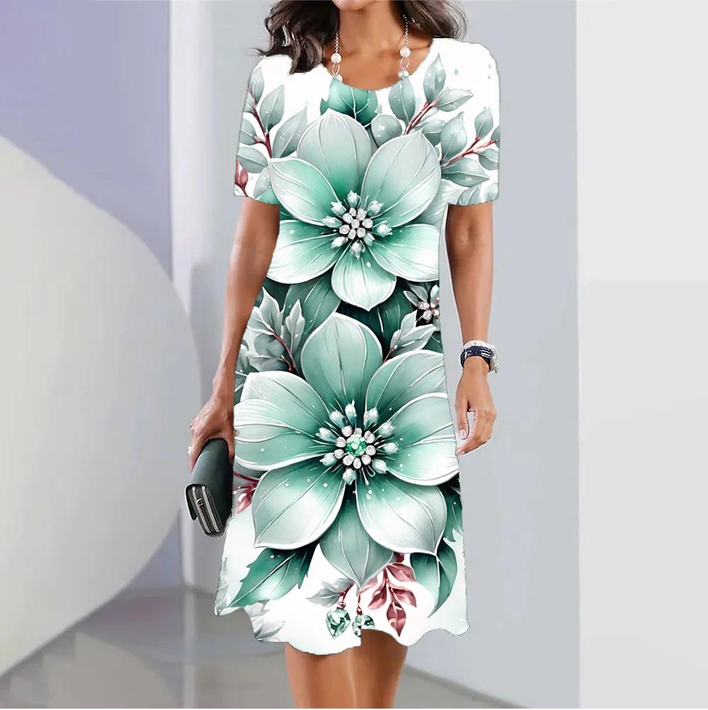 Módní Lebka 3D tisk Dámské šaty Legrační hororový vzor Ležérní šaty A-line Léto Krátký rukáv Dámské letní šaty s výstřihem