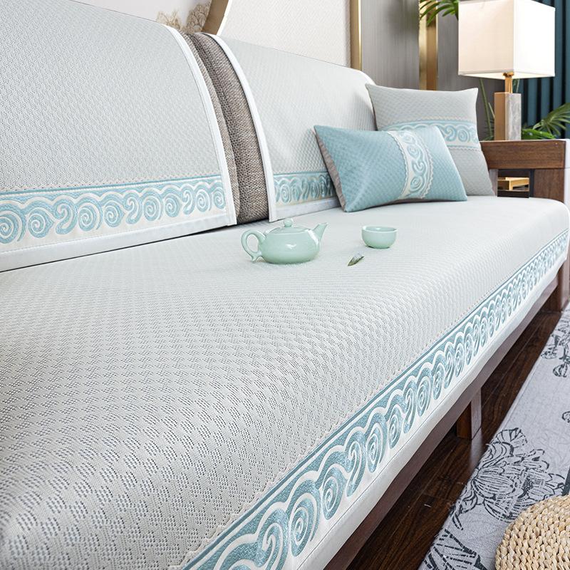 Summer Sofa Cushion New Chinese Style Ice Silk Cool Non-Slip Seat Cushion Summer High-End  New Solid Wood Sofa Cover