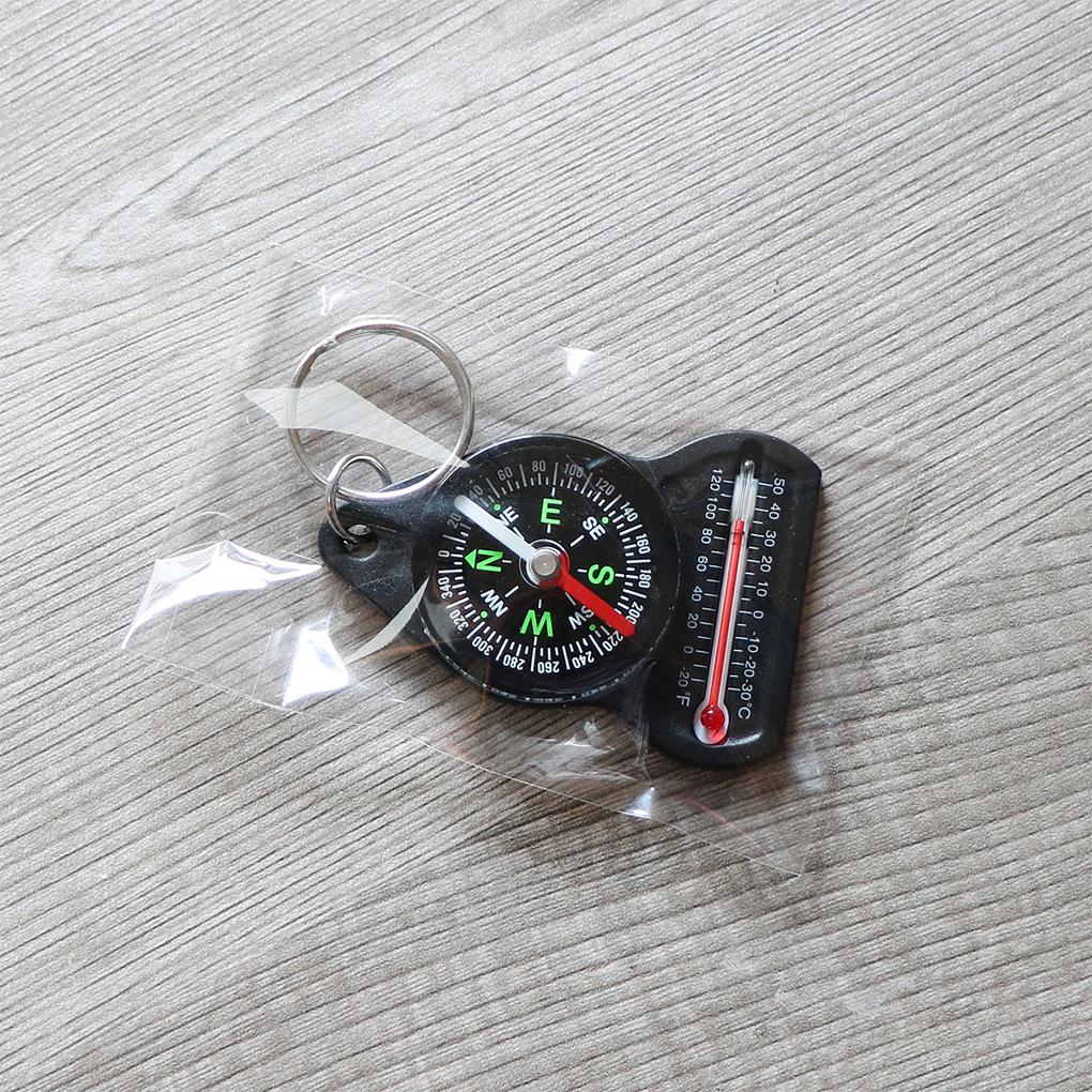 Camping Compass Mini Keychain Multifunction Thermometer Outdoor Climbing Temperature Tester Survival Guiding Compass Tool