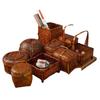 Tung Oil Lacquer Old Storage Retro Bamboo Woven Tea Set Storage Basket Bamboo Woven Basket Tea Set Box Bamboo Products
