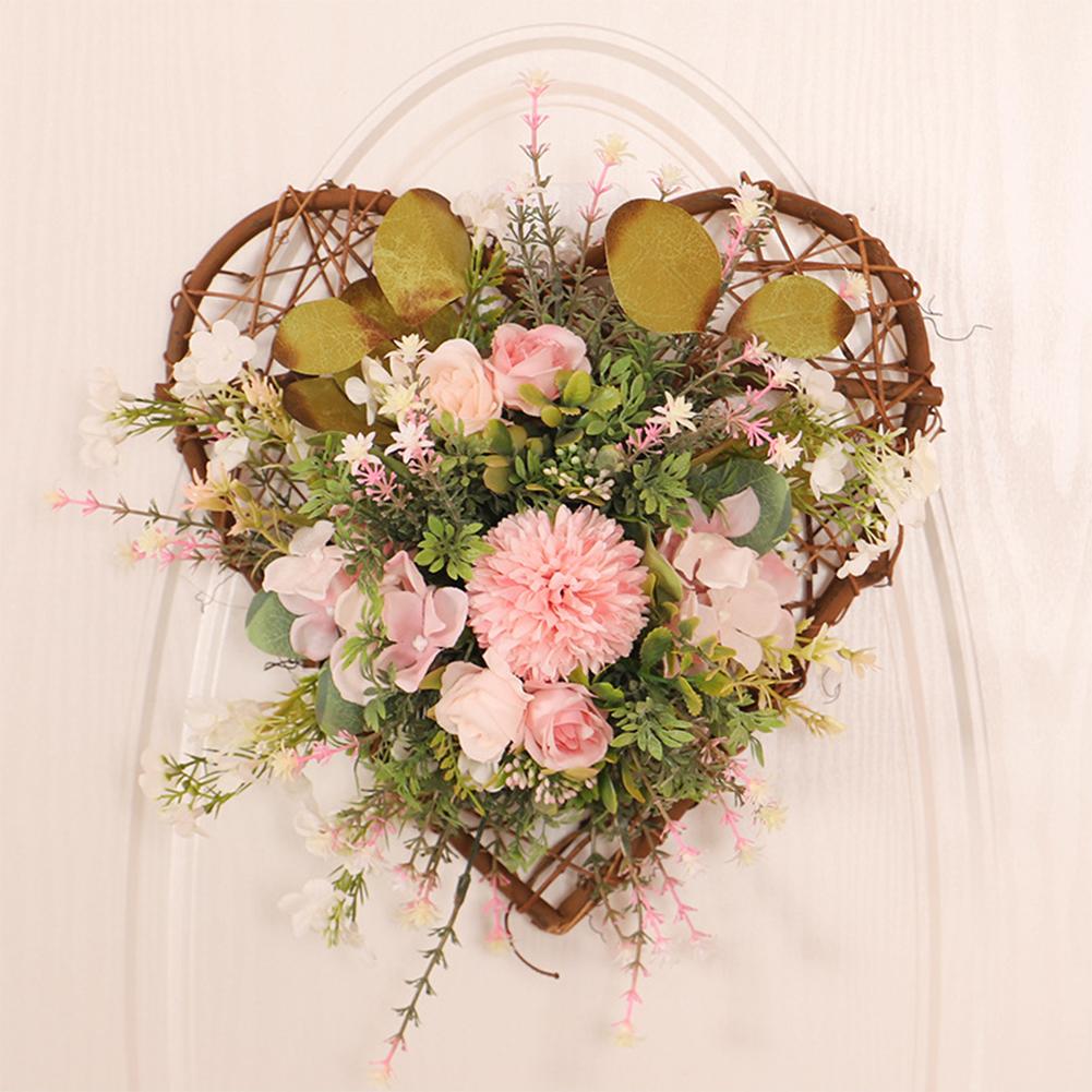 

Artificial Wall Hanging Three dimensional Simulation Heart shaped Flowers Garland For Wedding Home Christmas Decoration pink