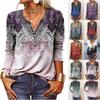 2023 Autumn/Winter Women's Ethnic Print Long-Sleeve T-Shirt - European/American Fashion